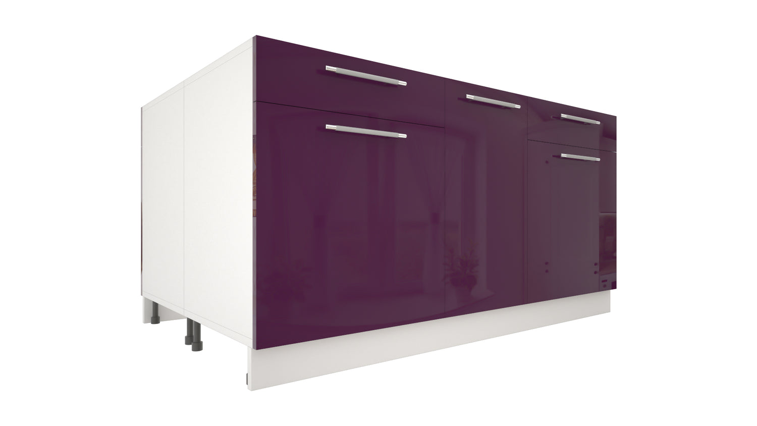 Ilot Central de Cuisine Duo 160 aubergine laquée
