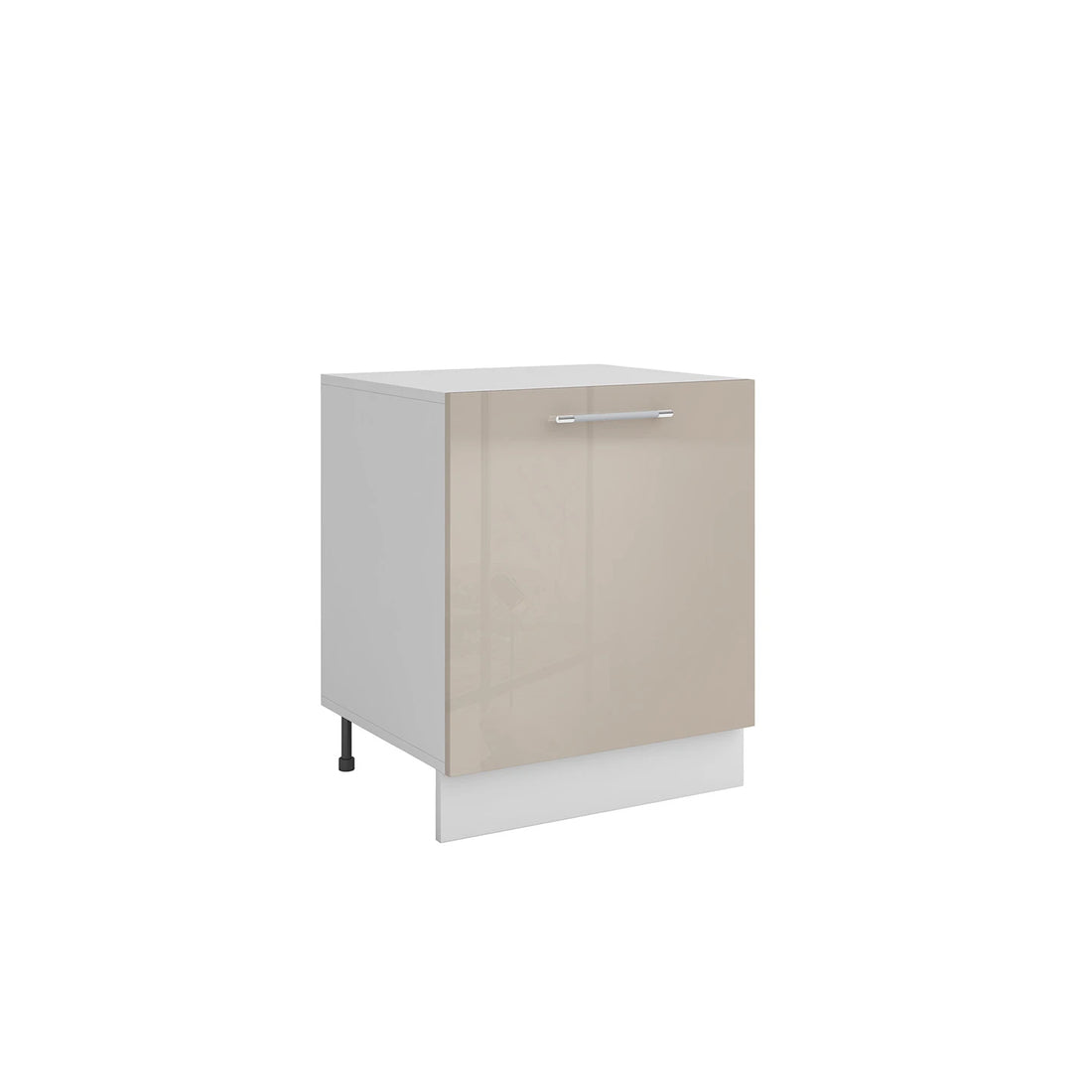 Meuble de cuisine bas taupe laqué 1 porte 1 étagère L 60 x H 72 cm 
