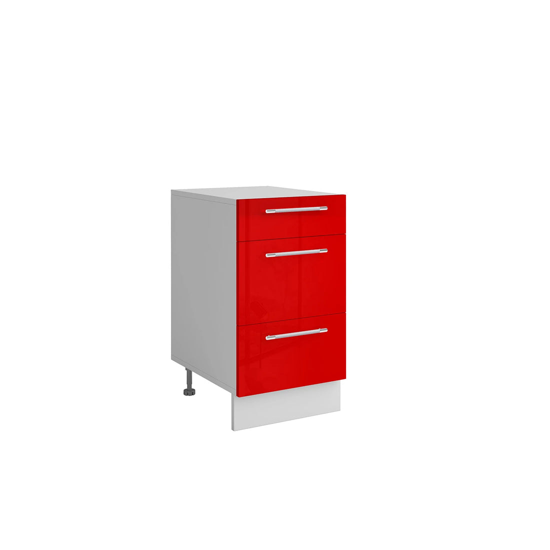 Meuble de cuisine casserolier 3 tiroirs rouge laqué L 40 x H 72 cm ( Partie haut non couvert )