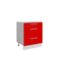 Meuble de cuisine casserolier 3 tiroirs rouge laqué L 60 x H 72 cm ( Partie haut non couvert )