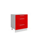 Meuble de cuisine casserolier 3 tiroirs rouge laqué L 60 x H 72 cm ( Partie haut non couvert )