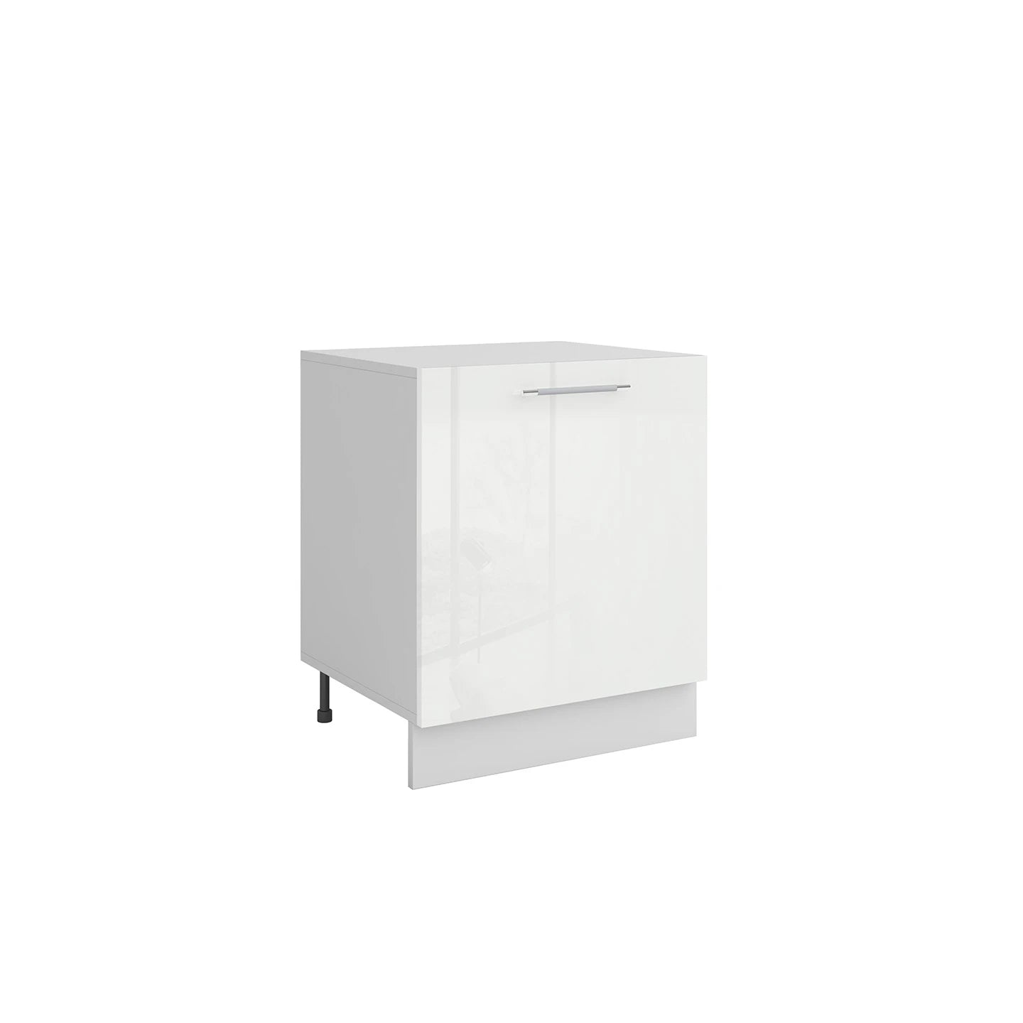 Meuble de cuisine bas blanc laqué 1 porte 1 étagère L 60 x H 72 cm 