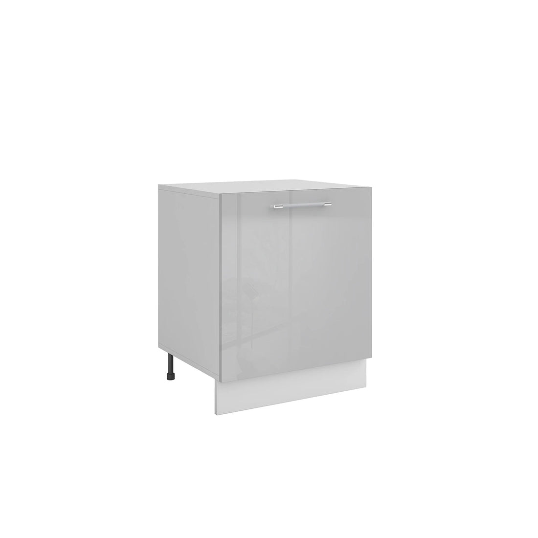 Meuble de cuisine bas gris laqué 1 porte 1 étagère L 60 x H 72 cm
