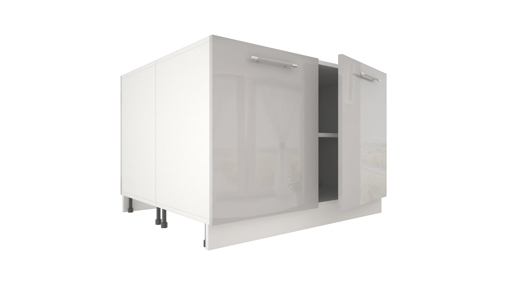 Ilot Central de Cuisine Duo 120 gris laquée