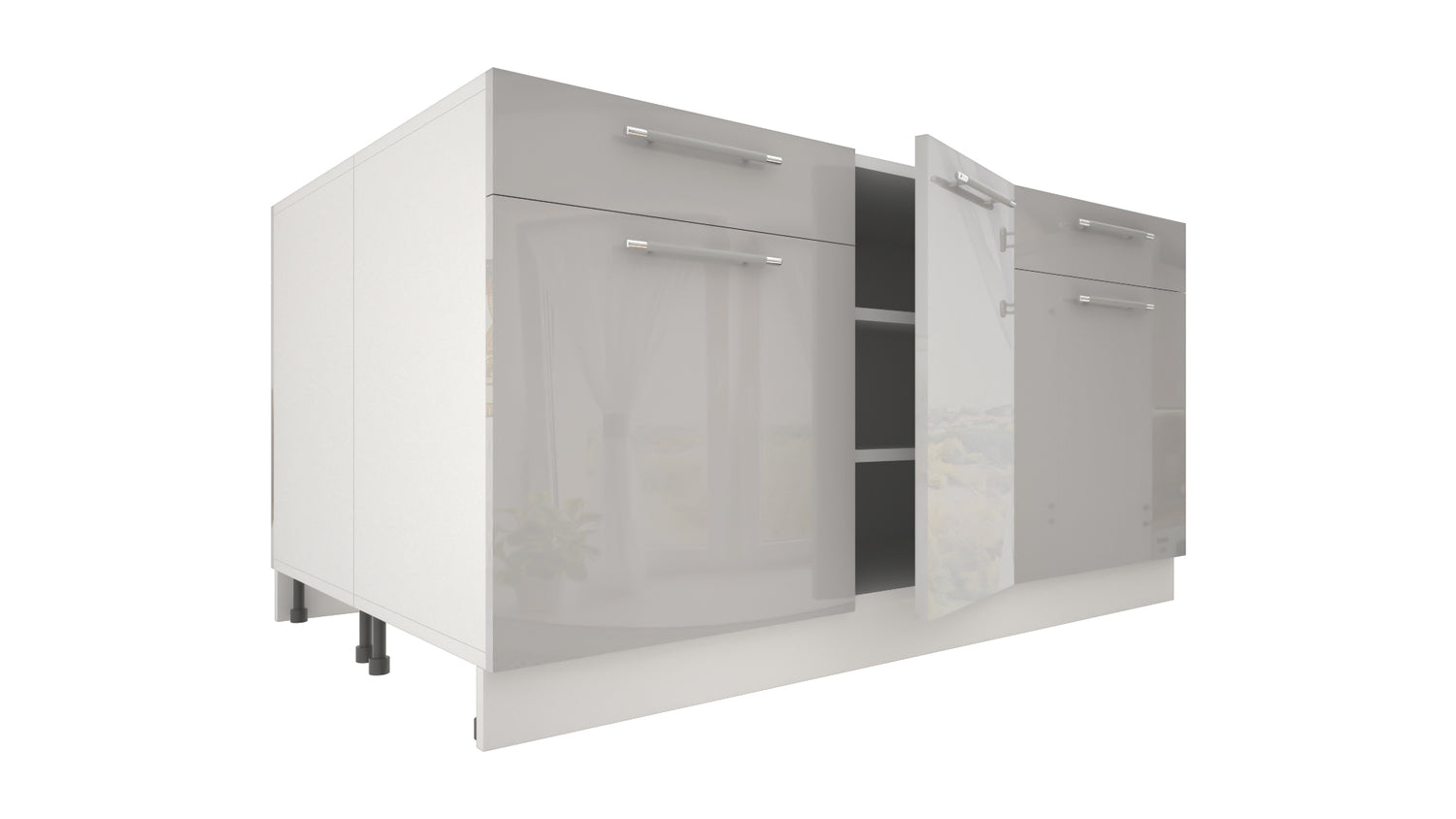 Ilot Central de Cuisine Duo 160 gris laquée