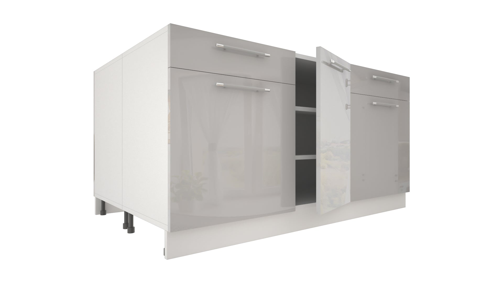 Ilot Central de Cuisine Duo 160 gris laquée