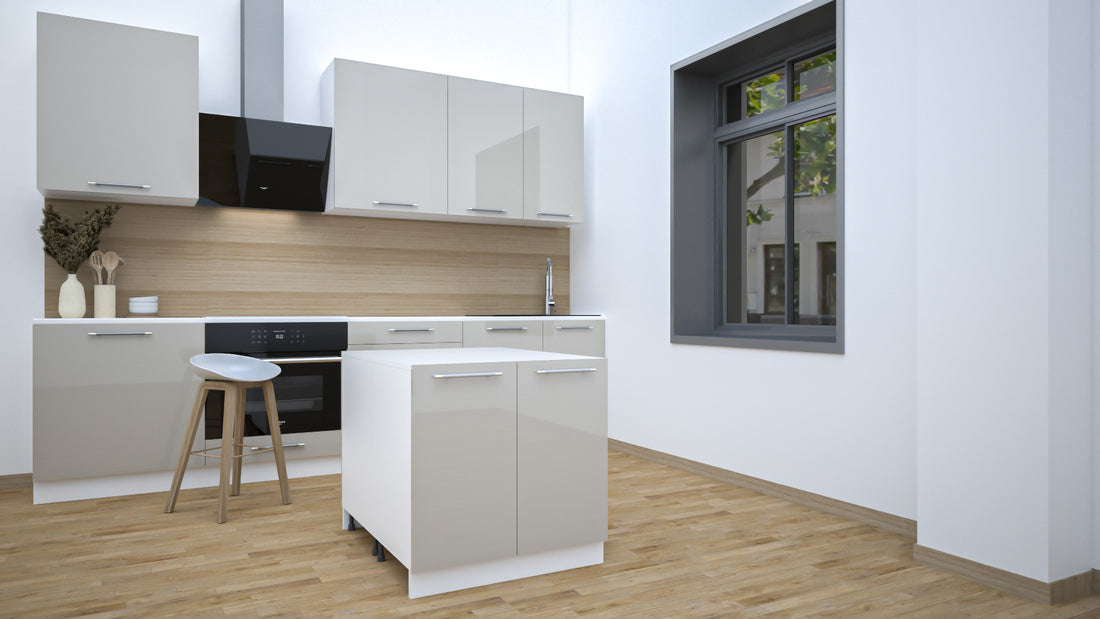 Ilot Central de Cuisine Duo 80 beige laquée