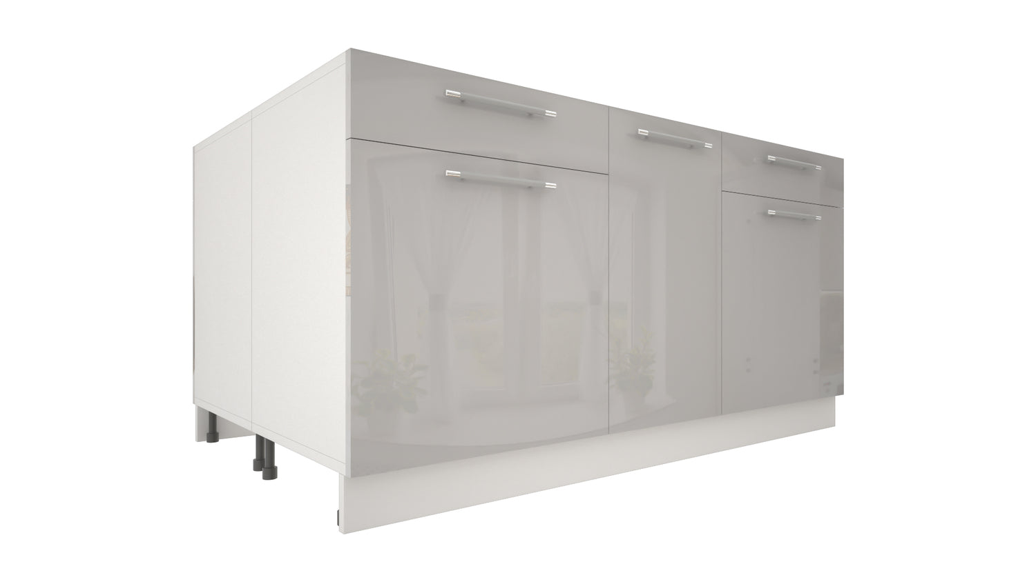 Ilot Central de Cuisine Duo 160 gris laquée