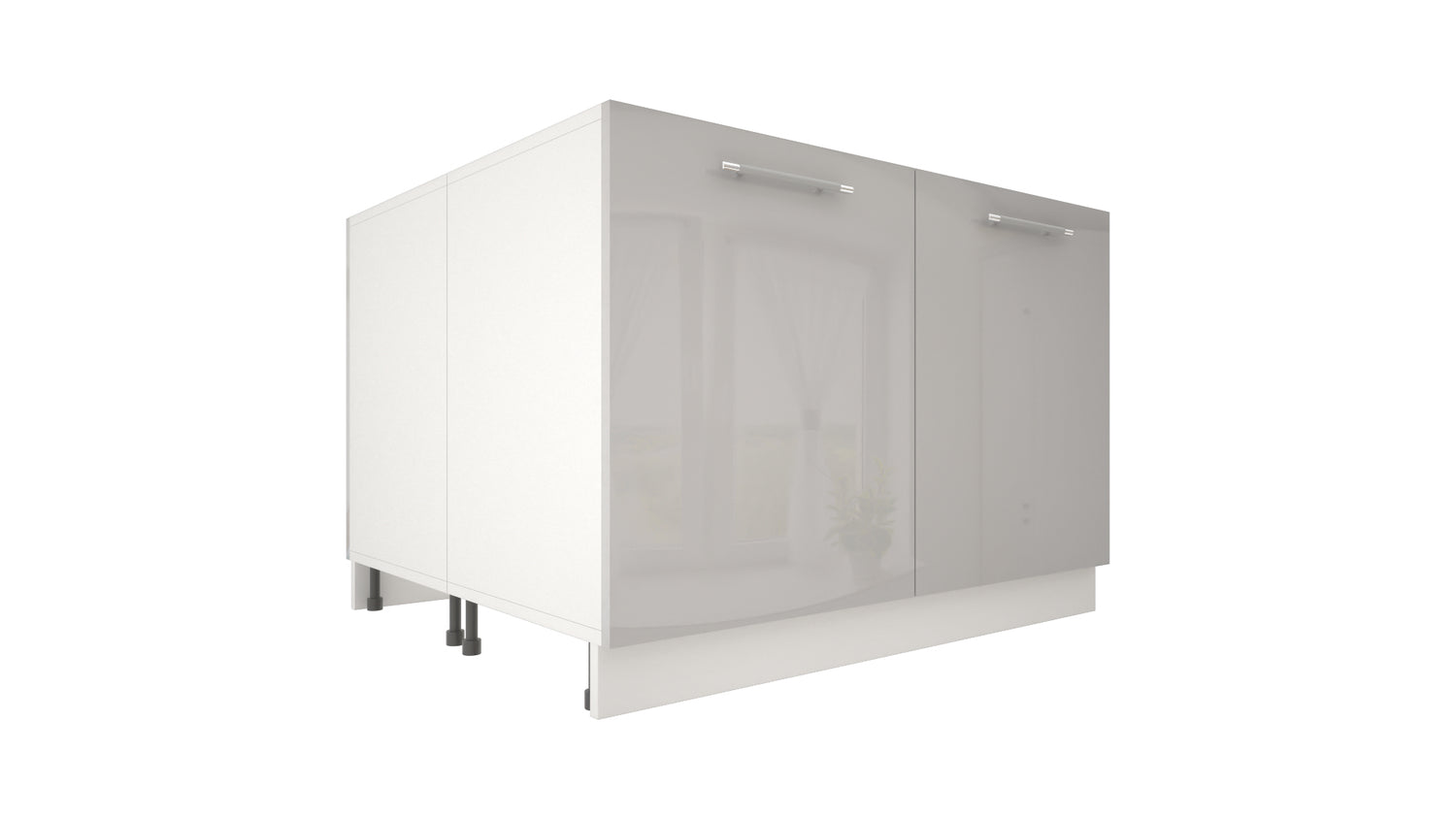 Ilot Central de Cuisine Duo 120 gris laquée