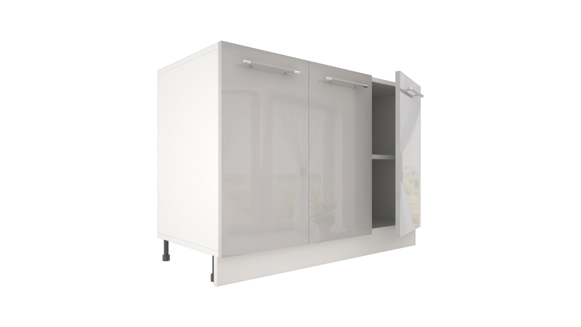 Ilot Central de Cuisine Solo 120 grise laquée
