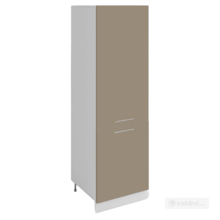 Meuble de cuisine colonne de frigo sable mat 2 portes L 60 x H 200 cm