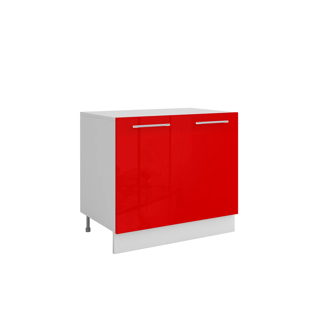 Meuble de cuisine bas rouge laqué 2 portes 1 étagère L 80 x H 72 cm