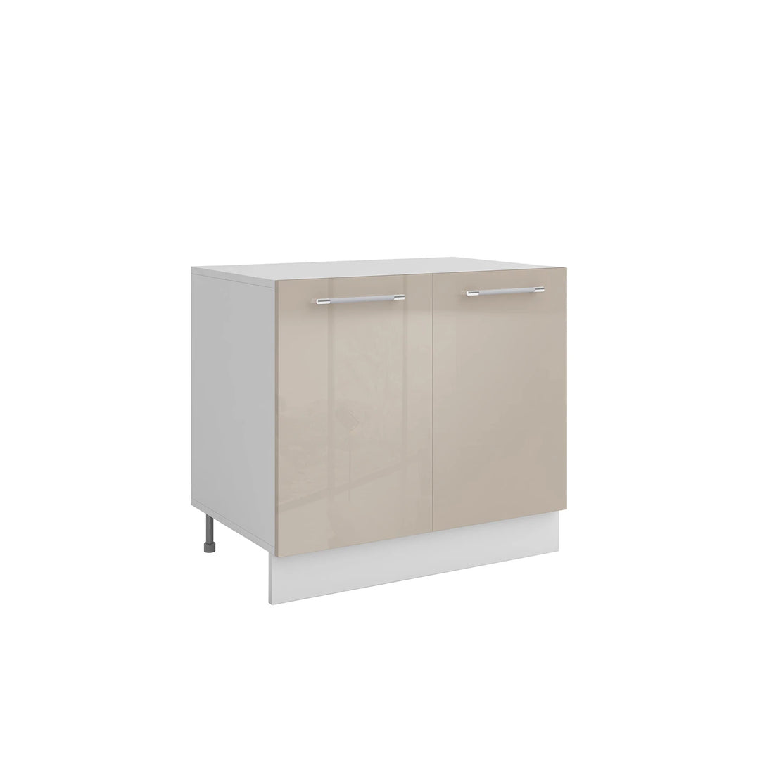 Meuble de cuisine bas taupe laqué 2 portes 1 étagère L 80 x H 72 cm