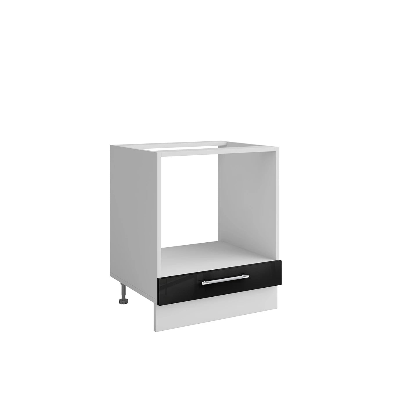 Meuble bas cuisine pour four encastrable + tiroir noir laqué L 60 x H 72 cm ( Partie haut non couvert )