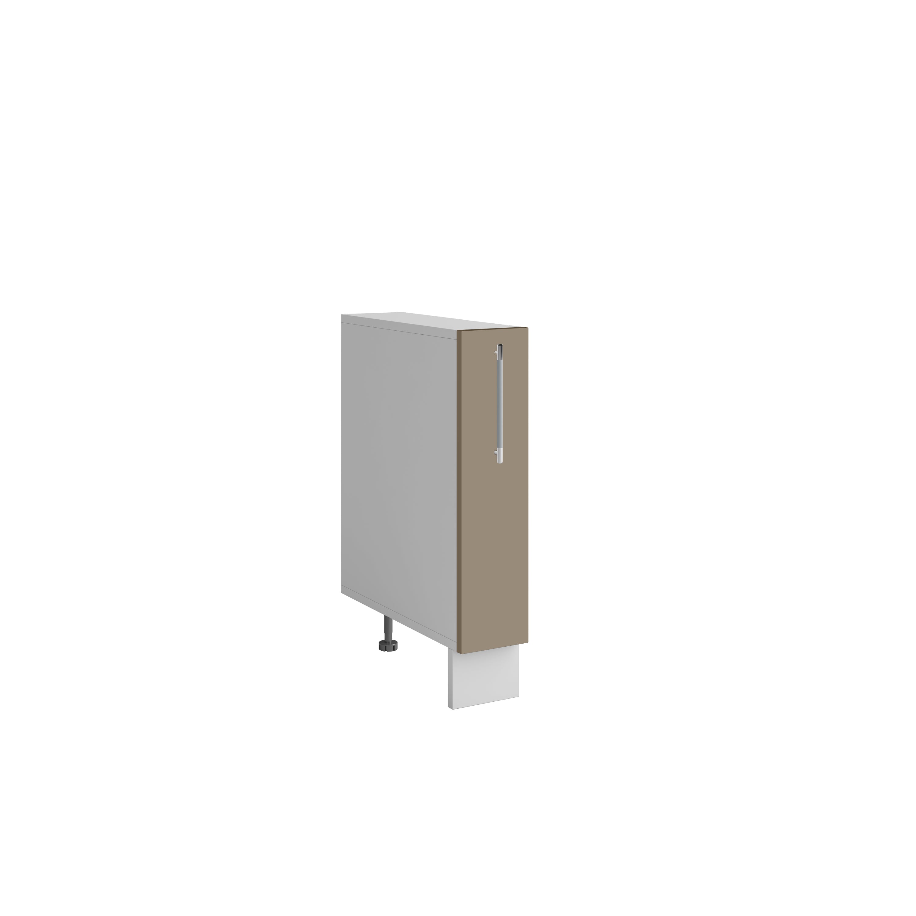 Meuble de cuisine bas sable mat 1 porte panier coulissant Inox L 15 x H 72 cm ( Partie haut non couvert )