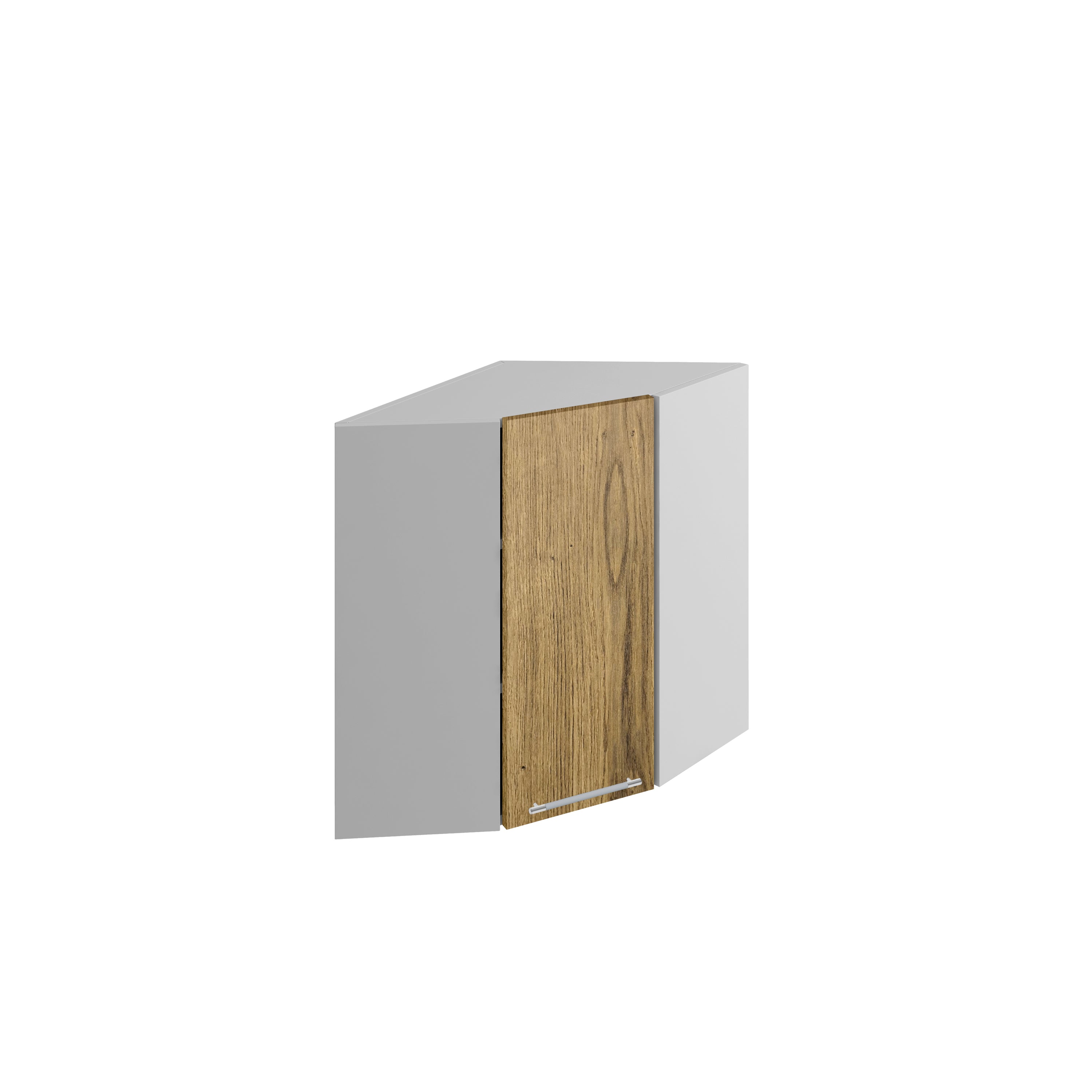 Meuble de cuisine haut d'angle bois clair 1 porte 2 étagères L 60 x 60 x H 72 cm