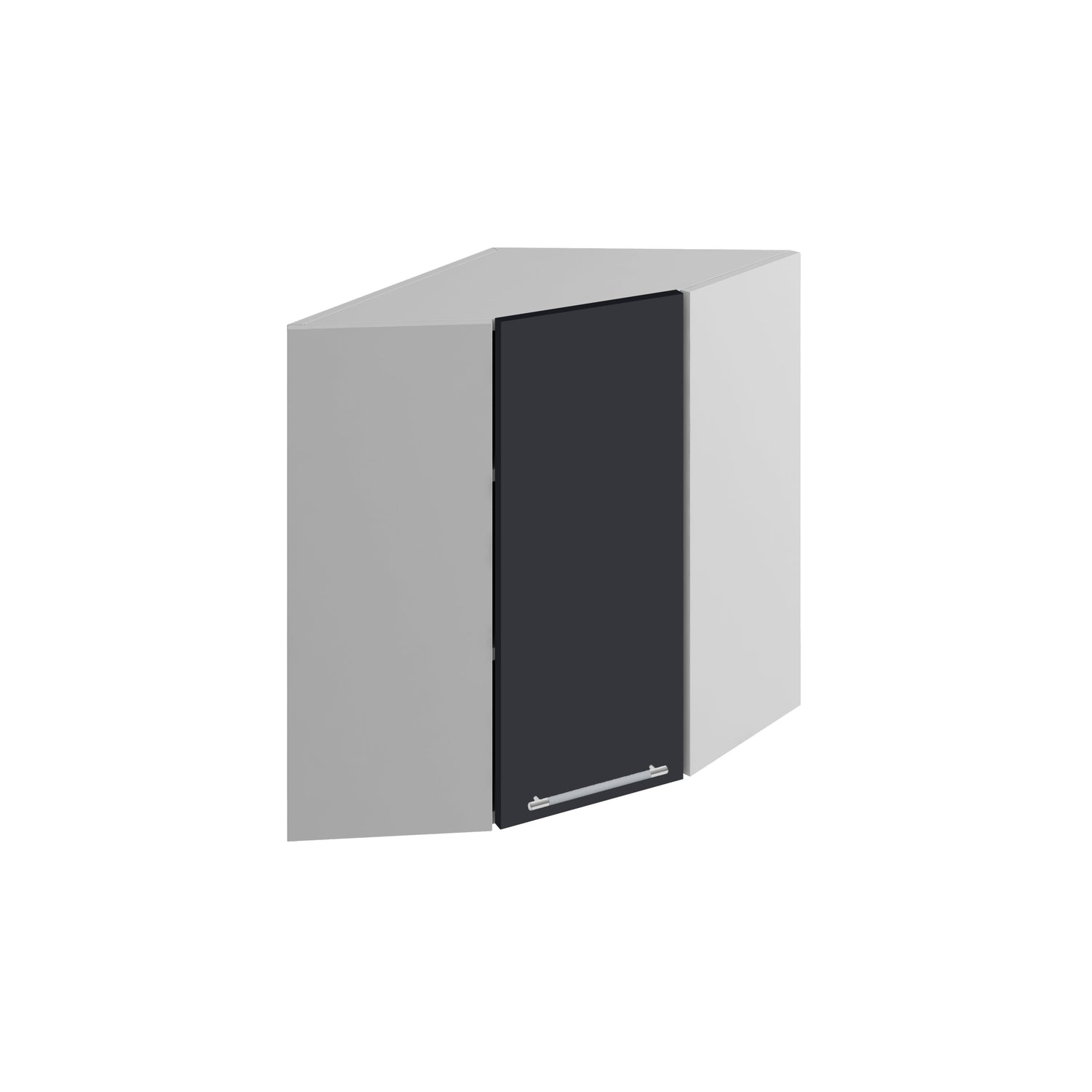 Meuble de cuisine haut d'angle gris anthracite 1 porte 2 étagères L 60 x 60 x H 72 cm