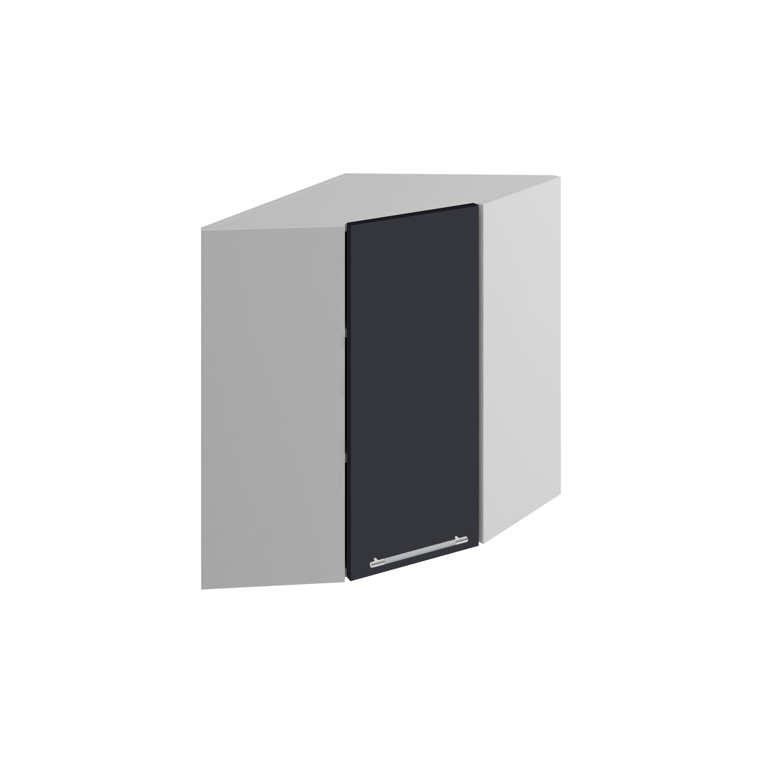 Meuble de cuisine haut d'angle gris anthracite 1 porte 2 étagères L 60 x 60 x H 72 cm
