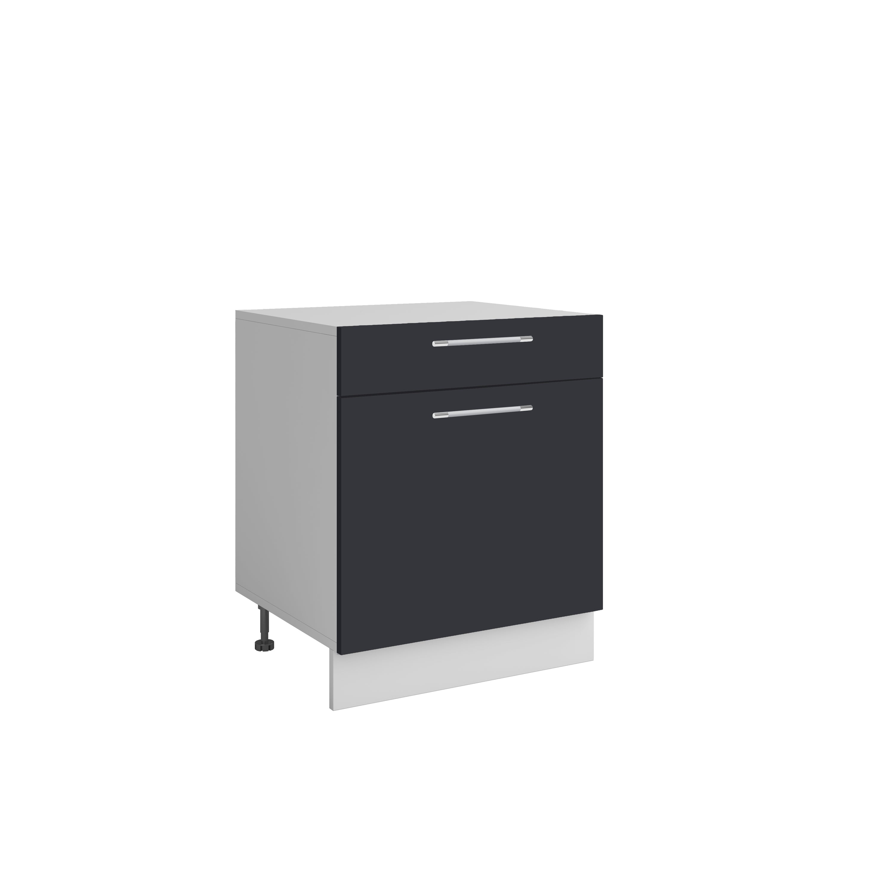 Bas L60xH72 gris anthracite - 1 porte 1 tiroir coulissant  ( Partie haut non couvert )