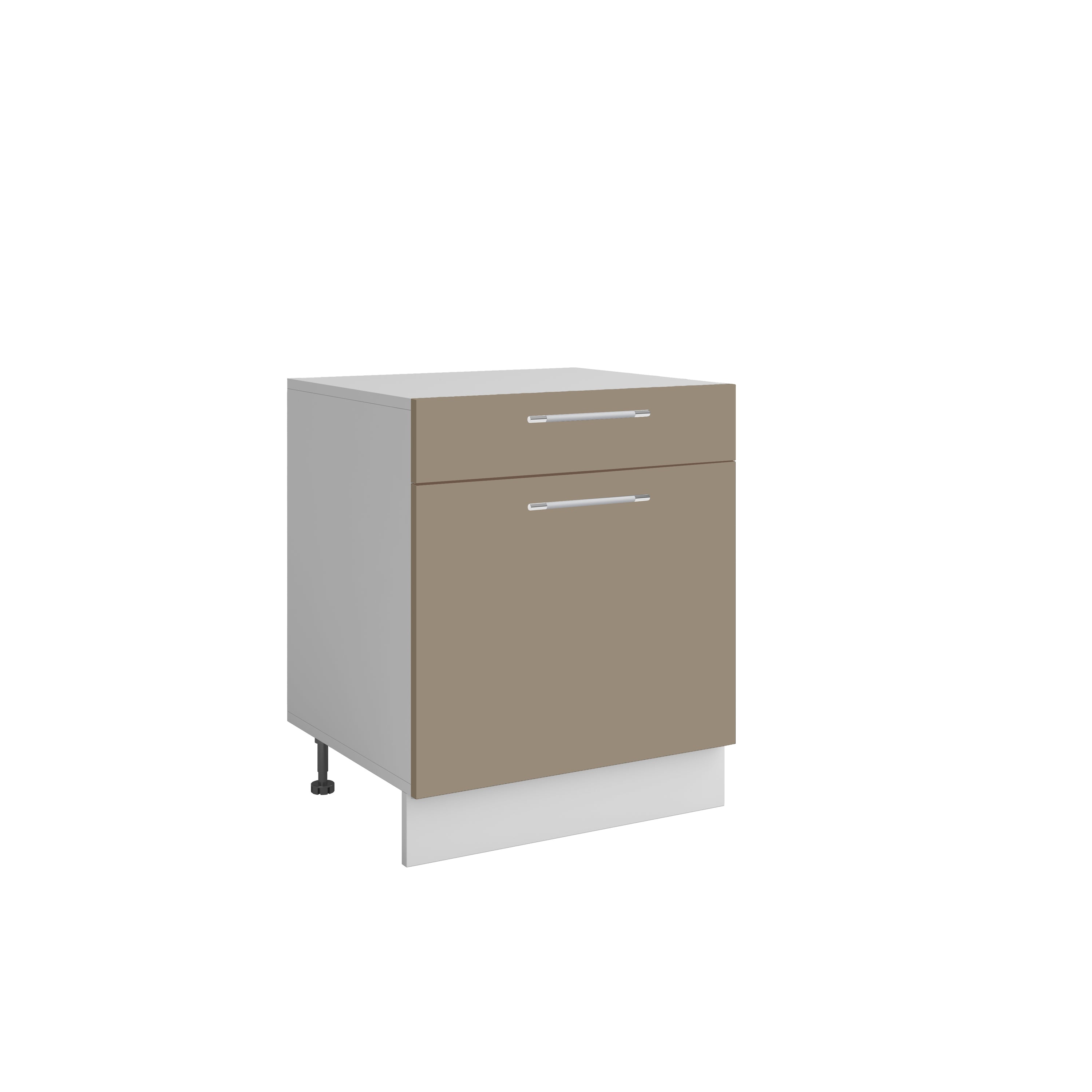 Bas L60xH72 sable mat - 1 porte 1 tiroir coulissant  ( Partie haut non couvert )