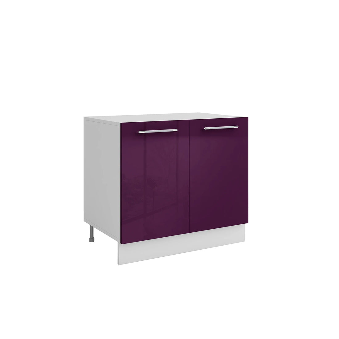 Meuble de cuisine bas aubergine laqué 2 portes 1 étagère L 80 x H 72 cm