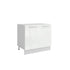 Meuble de cuisine bas blanc laqué 2 portes 1 étagère L 80 x H 72 cm