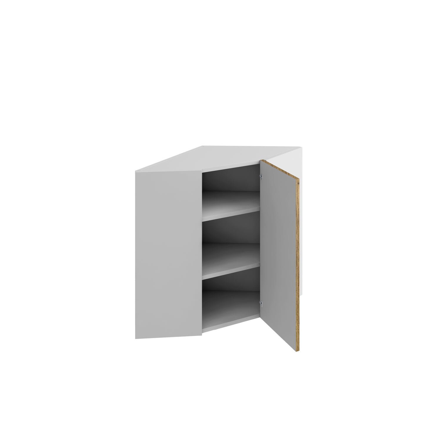 Meuble de cuisine haut d'angle bois clair 1 porte 2 étagères L 60 x 60 x H 72 cm