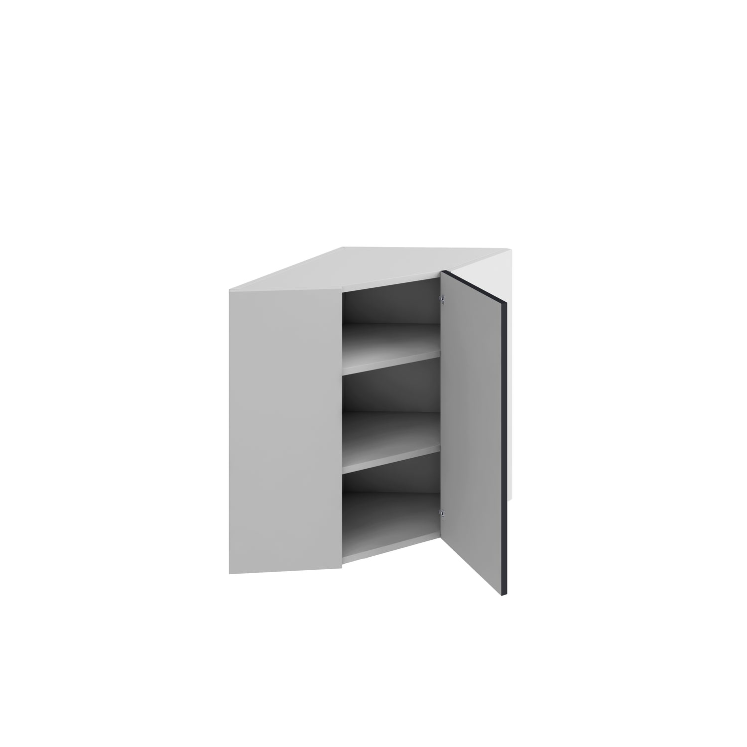Meuble de cuisine haut d'angle gris anthracite 1 porte 2 étagères L 60 x 60 x H 72 cm