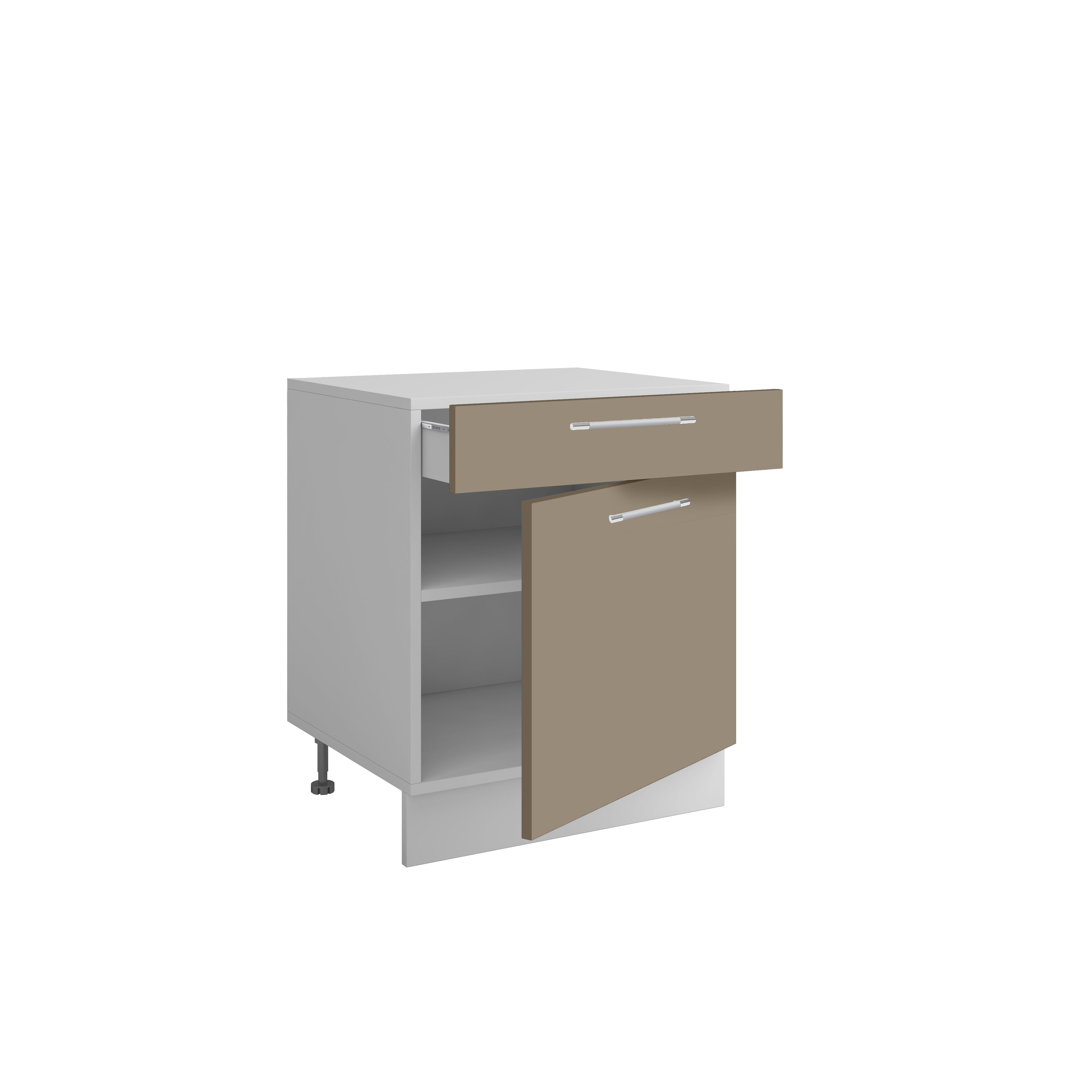 Bas L60xH72 sable mat - 1 porte 1 tiroir coulissant  ( Partie haut non couvert )