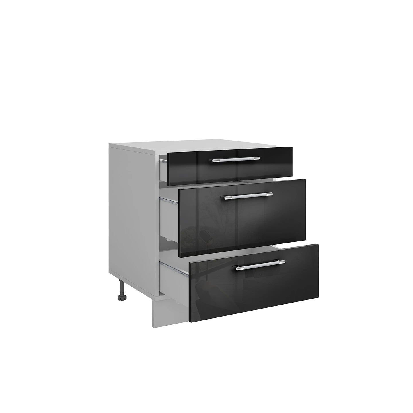 Meuble de cuisine casserolier 3 tiroirs L 60 x H 72 cm ( Partie haut non couvert )