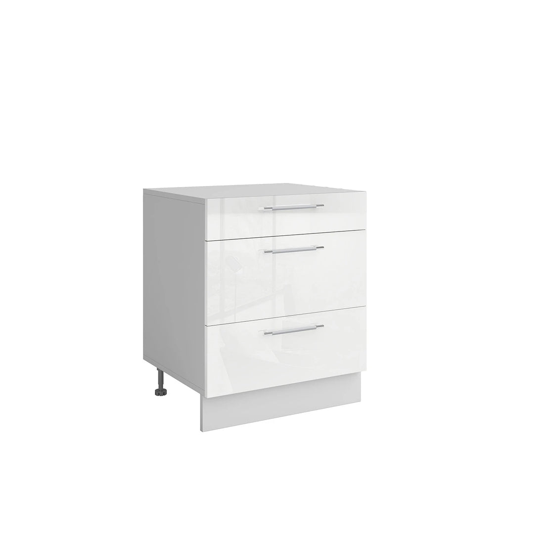 Meuble de cuisine casserolier 3 tiroirs blanc laqué L 60 x H 72 cm ( Partie haut non couvert )