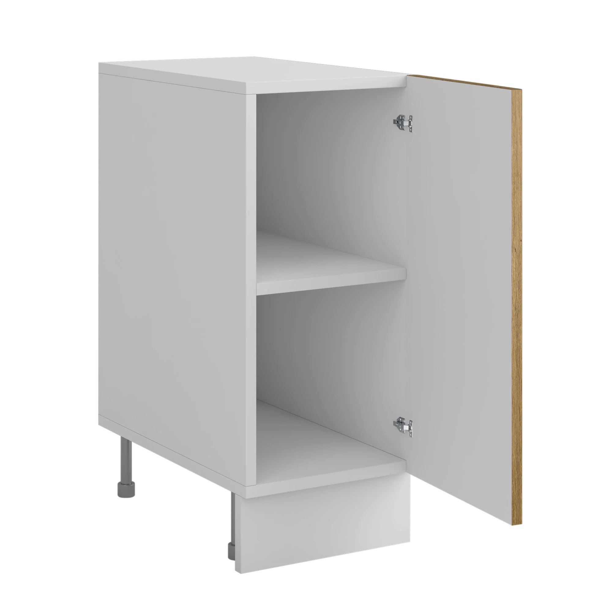 Meuble de cuisine bas bois clair 1 porte 1 étagère L 30 x H 72 cm ( Partie haut non couvert )