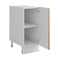 Meuble de cuisine bas bois clair 1 porte 1 étagère L 30 x H 72 cm ( Partie haut non couvert )