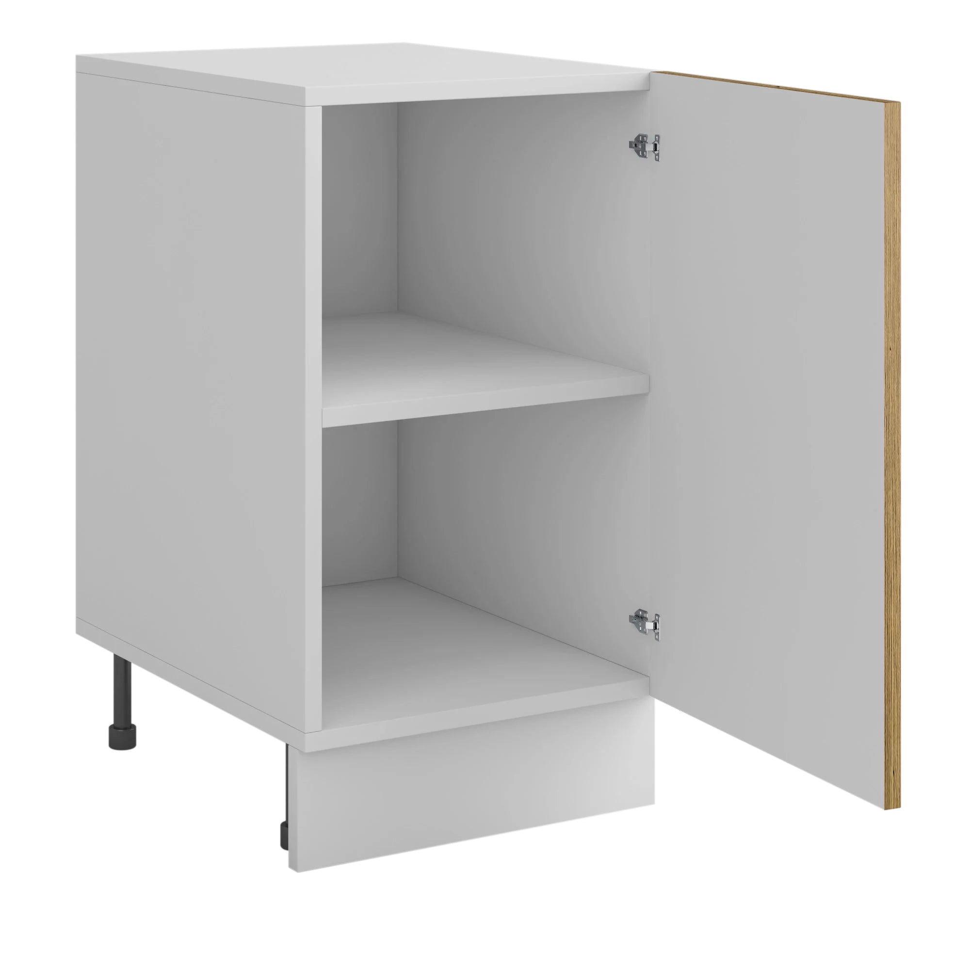 Meuble de cuisine bas bois clair 1 porte 1 étagère L 40 x H 72 cm ( Partie haut non couvert )