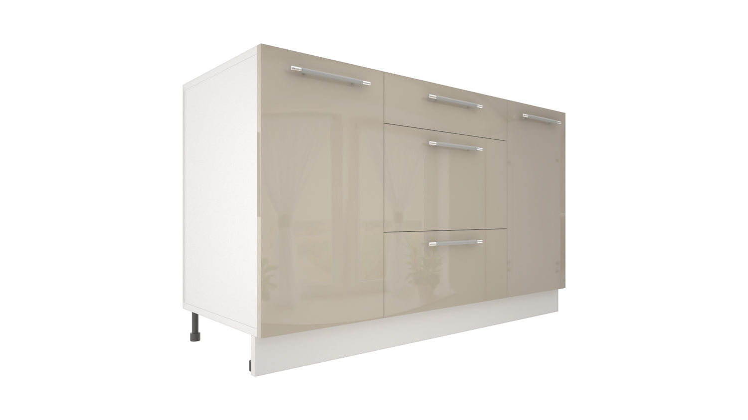 Ilot Central de Cuisine Solo 140 Tiroirs beige laquée