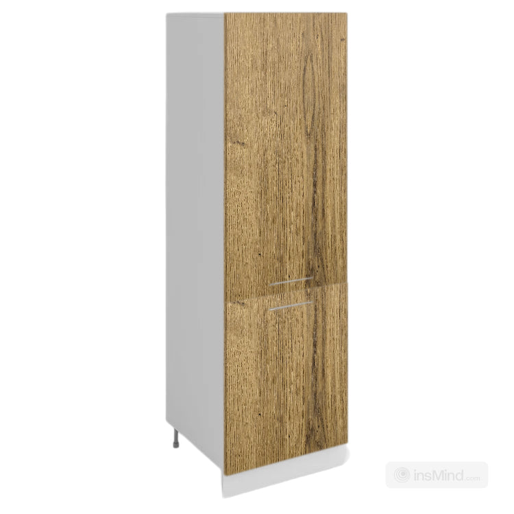 Meuble de cuisine colonne de frigo bois clair 2 portes L 60 x H 200 cm