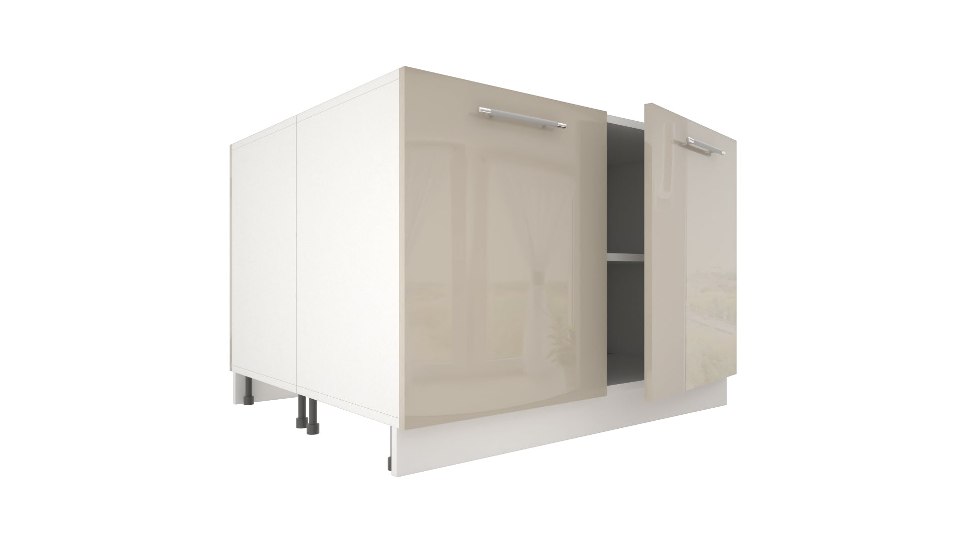 Ilot Central de Cuisine Duo 120 beige laquée