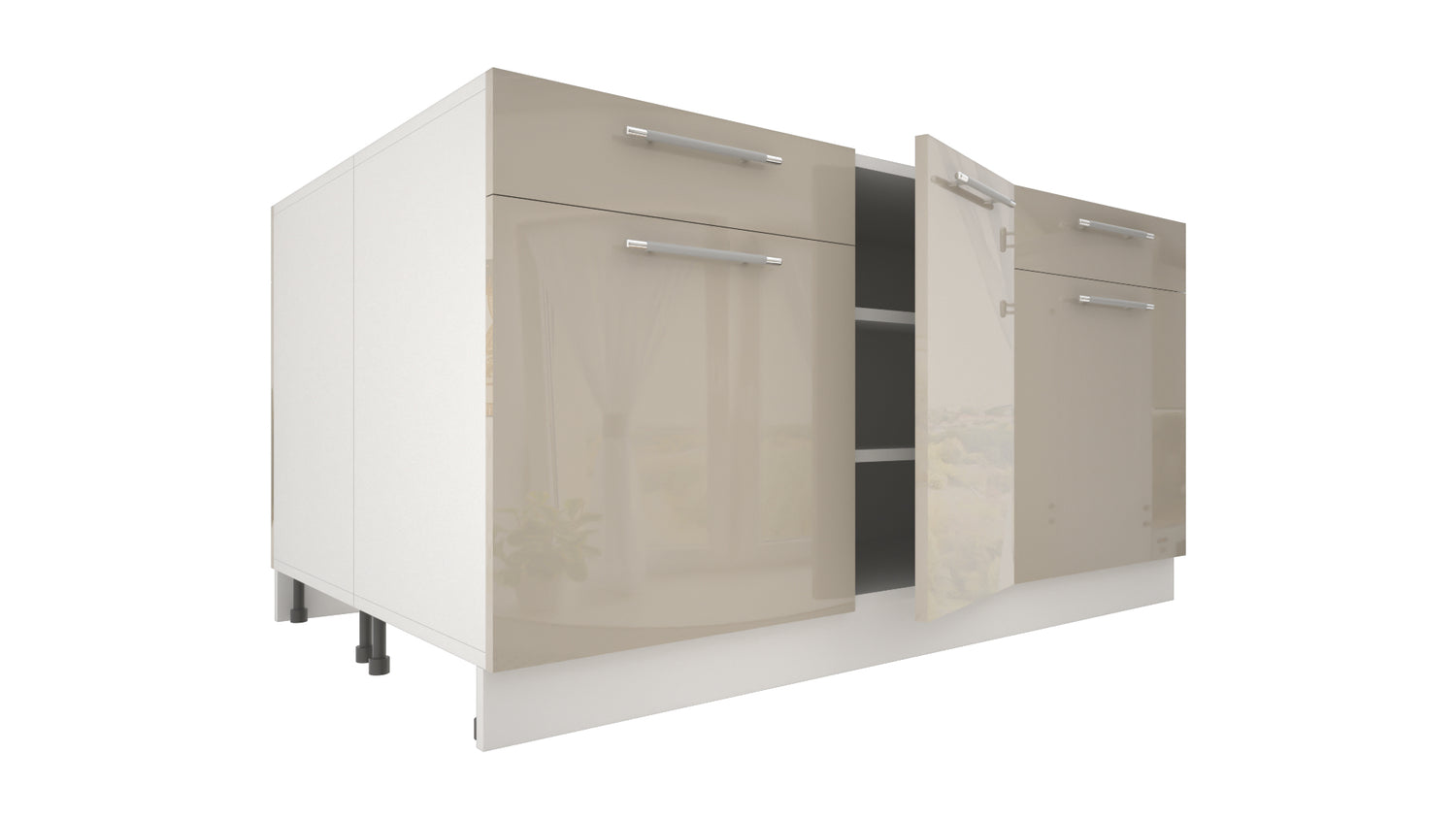 Ilot Central de Cuisine Duo 160 beige laquée