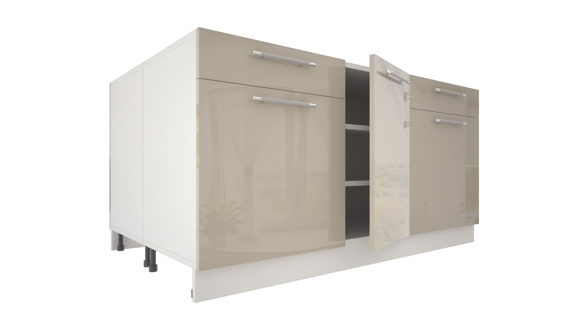 Ilot Central de Cuisine Duo 160 beige laquée