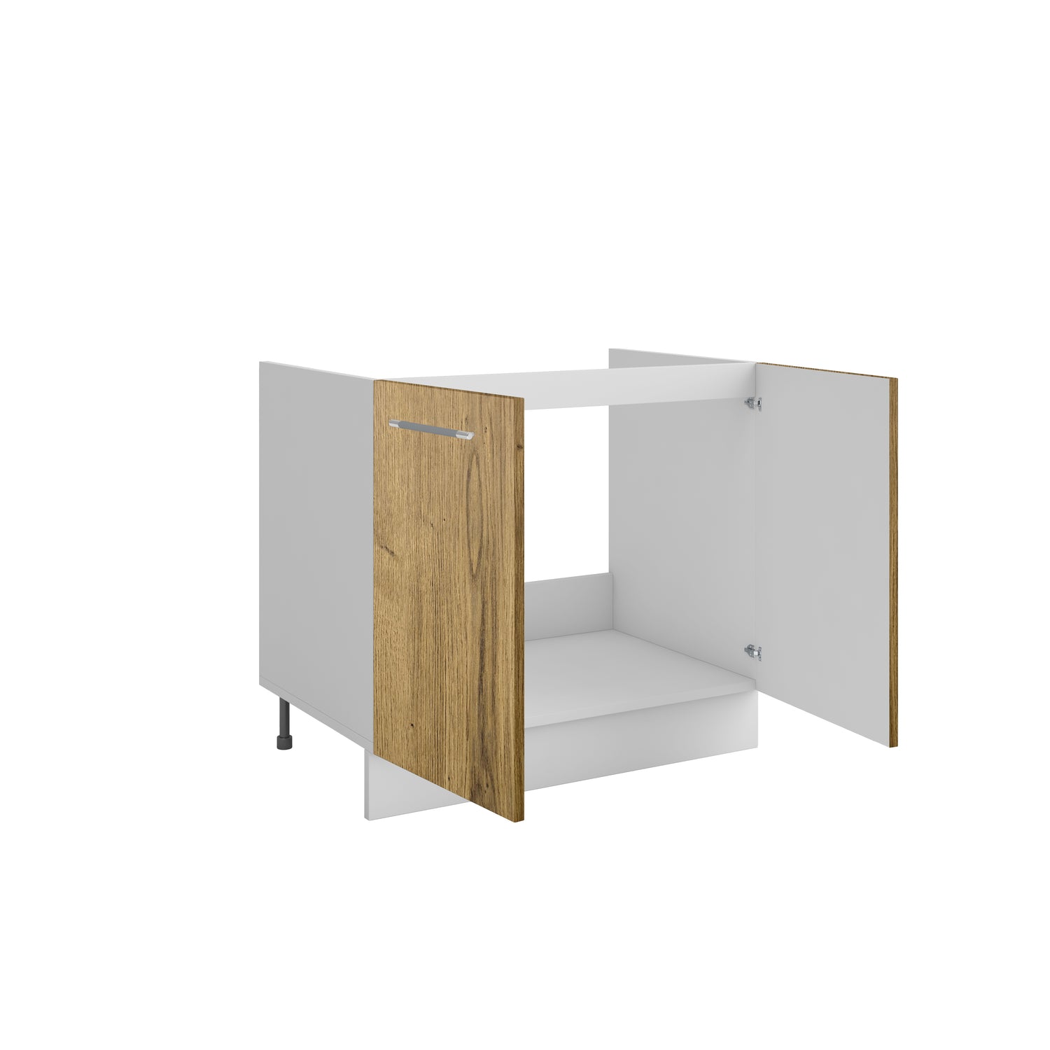 Meuble de cuisine sous évier bois clair 2 portes 1 étagère L 80 x H 72 cm ( Partie haut non couvert )