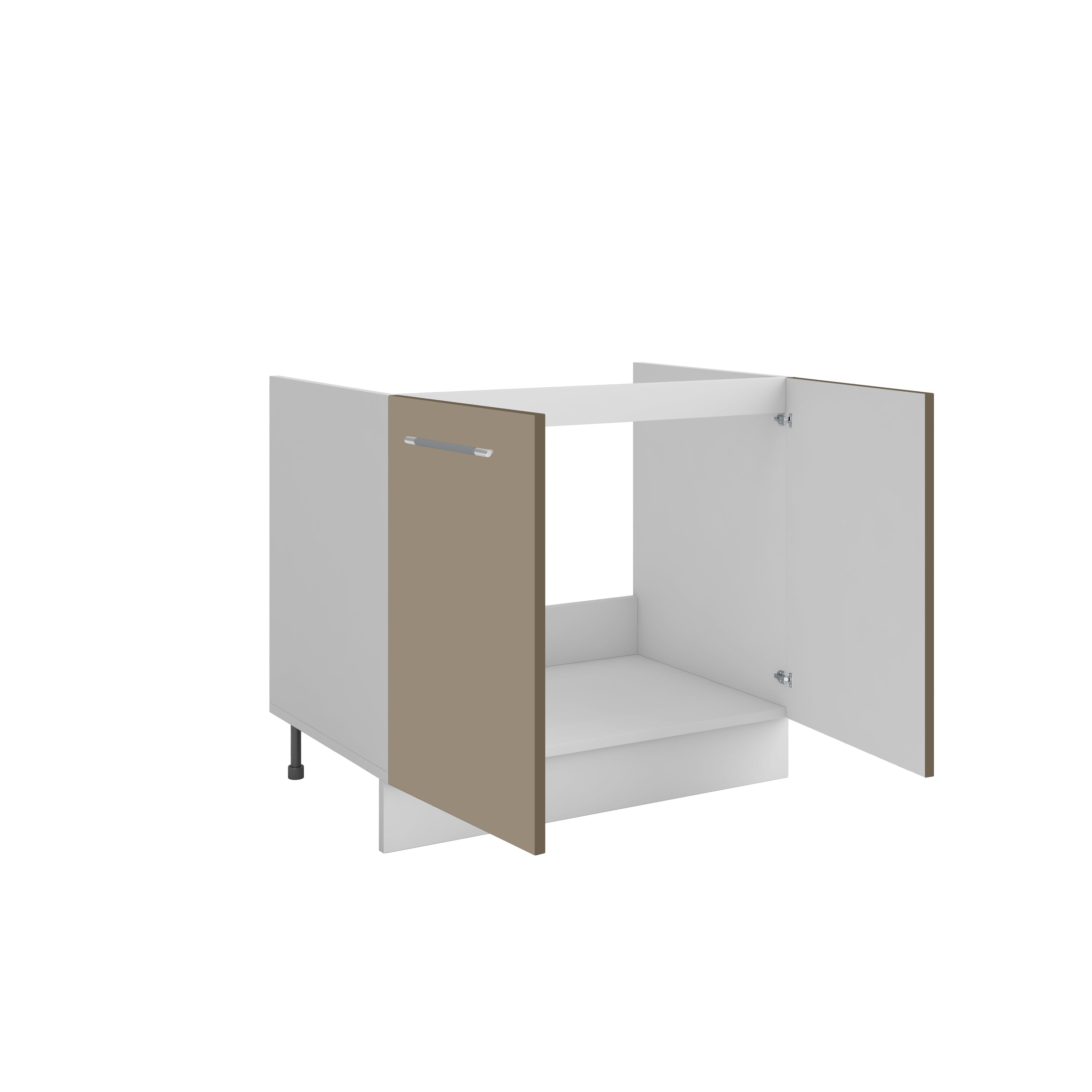 Meuble de cuisine sous évier sable mat 2 portes 1 étagère L 80 x H 72 cm ( Partie haut non couvert )