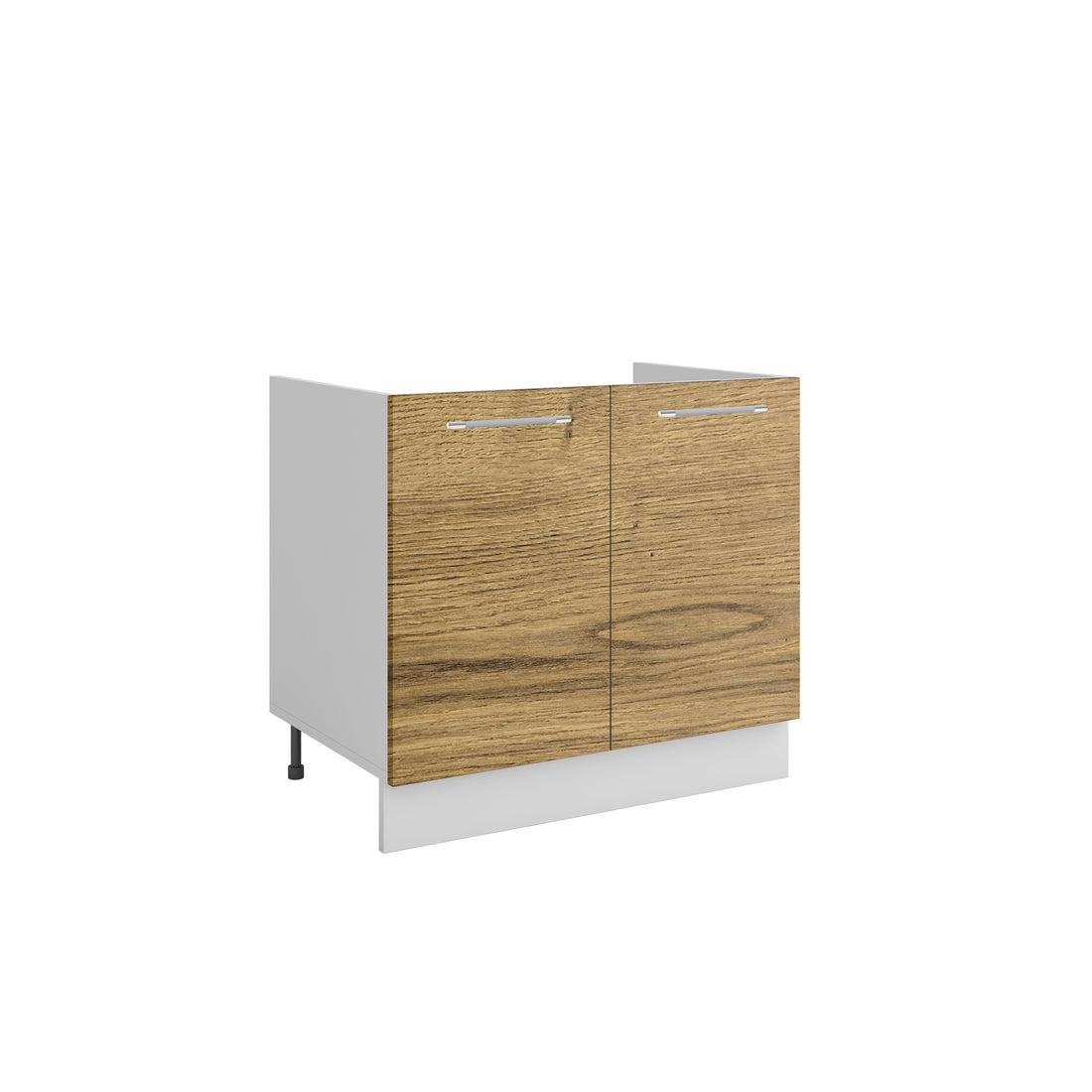 Meuble de cuisine sous évier bois clair 2 portes 1 étagère L 80 x H 72 cm ( Partie haut non couvert )