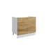Meuble de cuisine sous évier bois clair 2 portes 1 étagère L 80 x H 72 cm ( Partie haut non couvert )