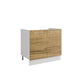 Meuble de cuisine sous évier bois clair 2 portes 1 étagère L 80 x H 72 cm ( Partie haut non couvert )