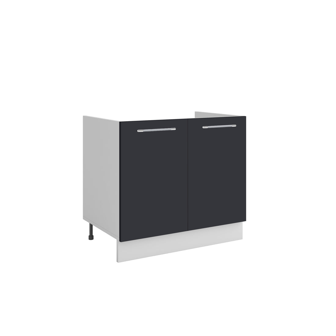 Meuble de cuisine sous évier gris anthracite 2 portes 1 étagère L 80 x H 72 cm ( Partie haut non couvert )