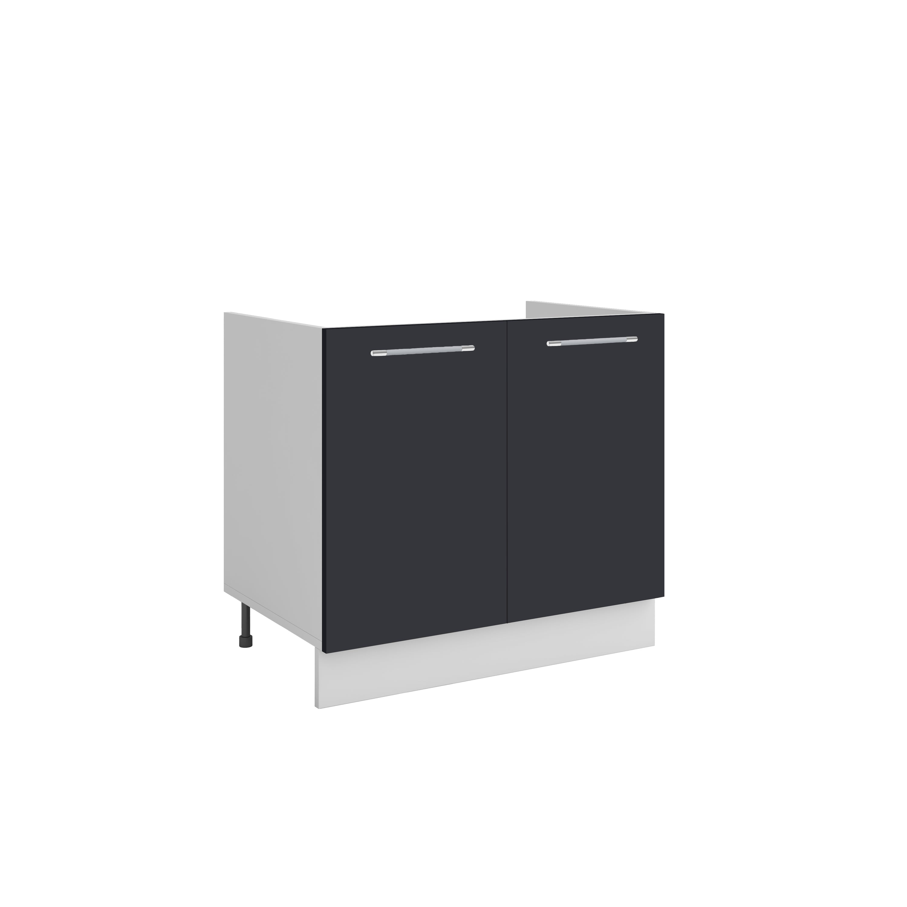 Meuble de cuisine sous évier gris anthracite 2 portes 1 étagère L 80 x H 72 cm ( Partie haut non couvert )