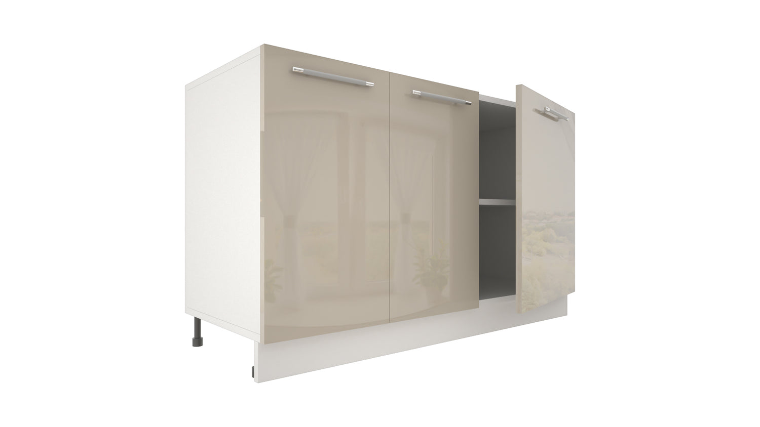 Ilot Central de Cuisine Solo 140 beige laquée