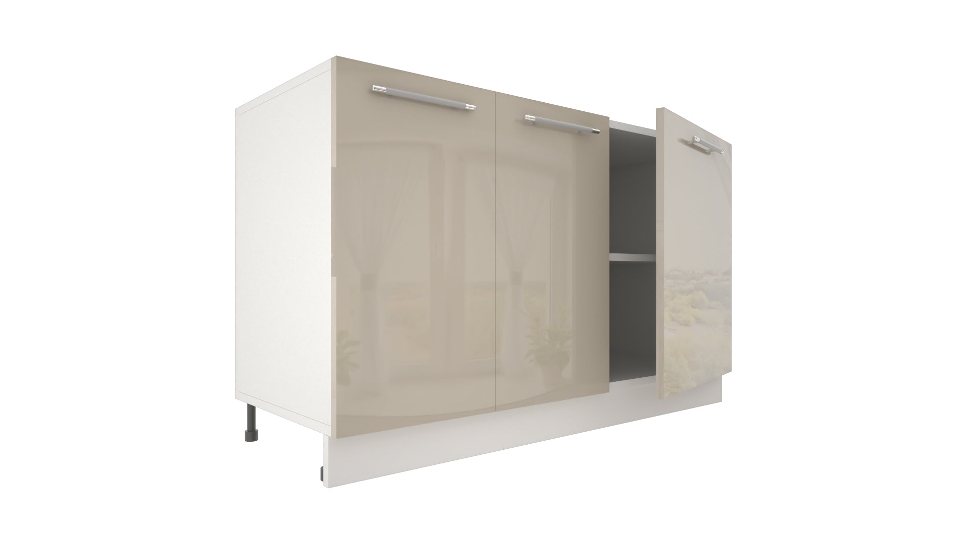Ilot Central de Cuisine Solo 140 beige laquée