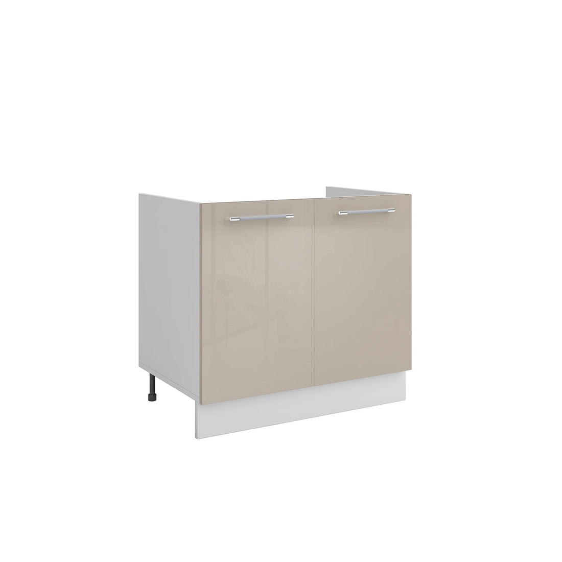 Meuble de cuisine sous évier taupe laqué 2 portes L 80 x H 72 cm
