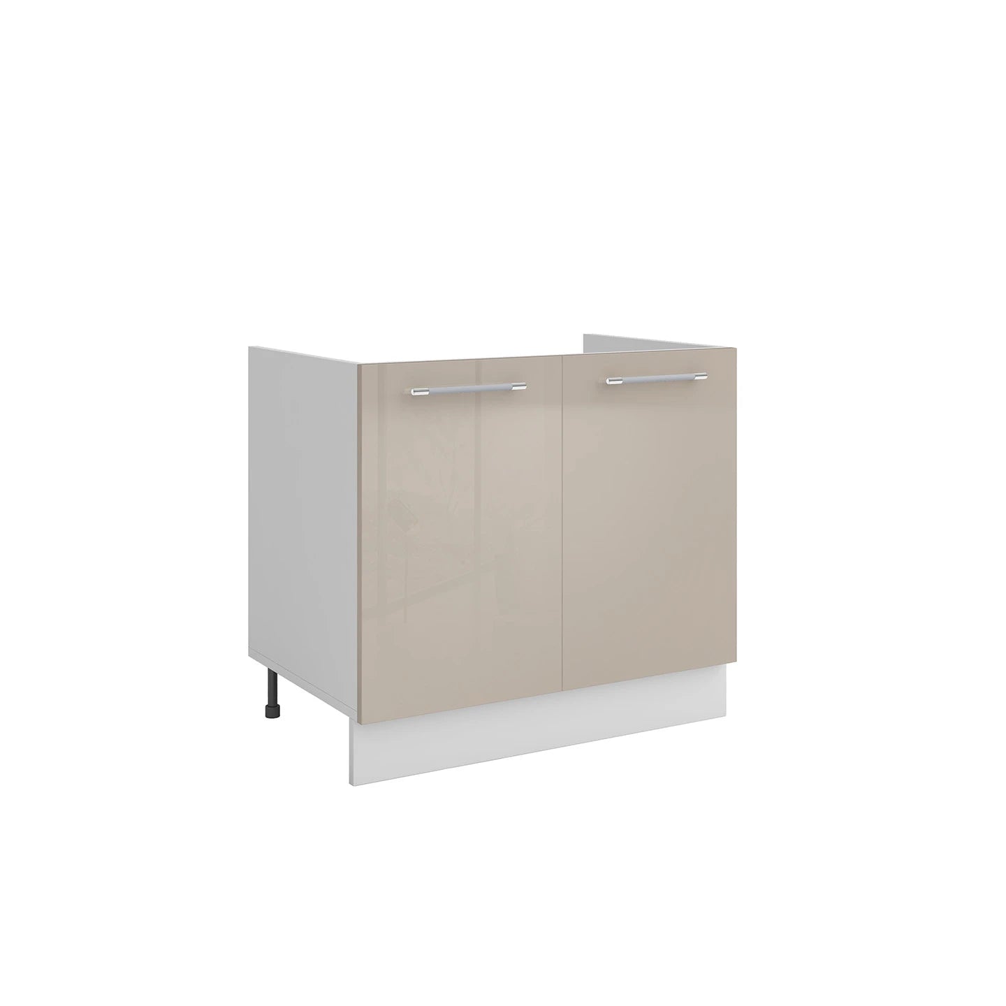 Meuble de cuisine sous évier taupe laqué 2 portes L 80 x H 72 cm